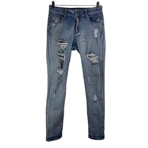 AP Blue Aphrodite‎ Distressed Ripped Skinny Jeans Light Wash Blue Size 13